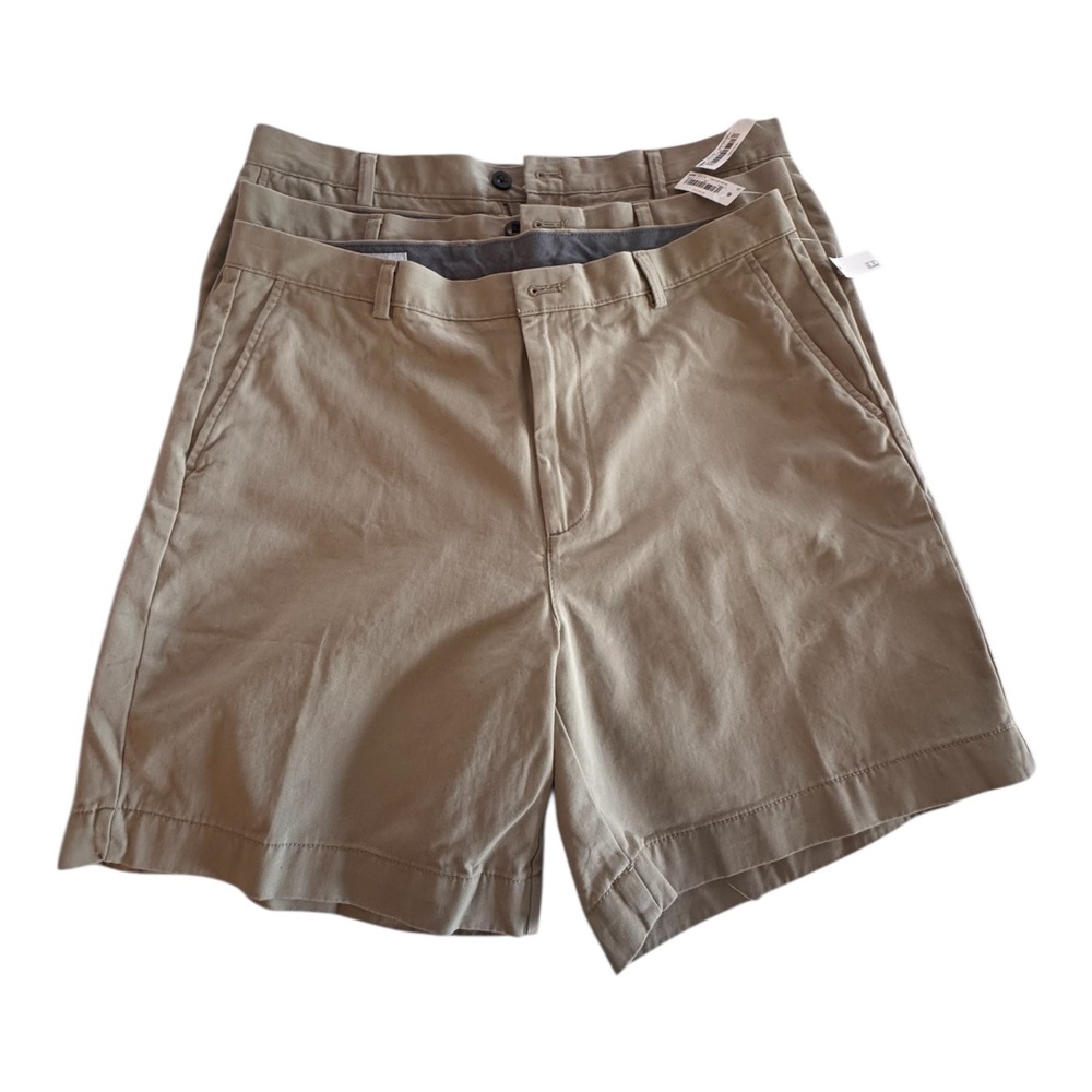 Amazon Essentials Mens Classic Fit Chino 9-inch Shorts 36 Khaki Brown 3 Pack